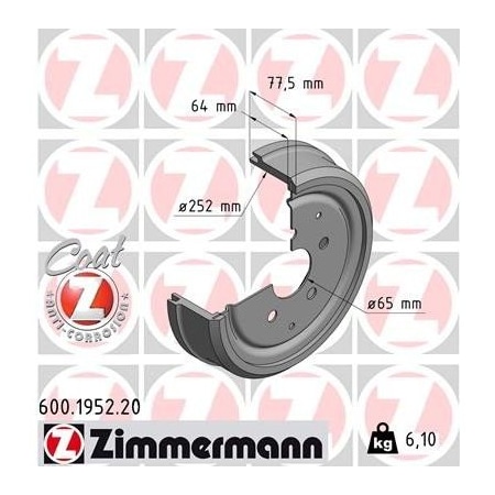 Zimmermann Brake Drum, 600195220 600195220